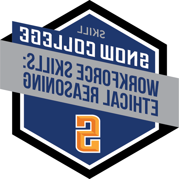 Hexagonal "badge" with Snow College logo and the words Ethical Reasoning